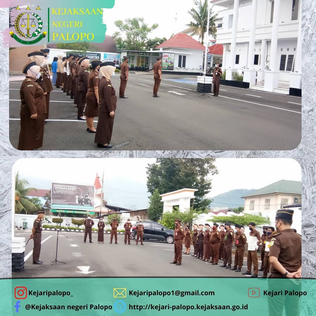 Senin, Tanggal 7 Juni 2021 sekitar pukul 07:30 WITA bertempat di halaman Kantor Kejaksaan Negeri Palopo, Kepala Kejaksaan Negeri Palopo Bapak Agus Riyanto SH memimpin Apel pagi yang di ikuti Kasi Kasubag, Pegawai serta Pramubakti Kejaksaan Negeri Palopo