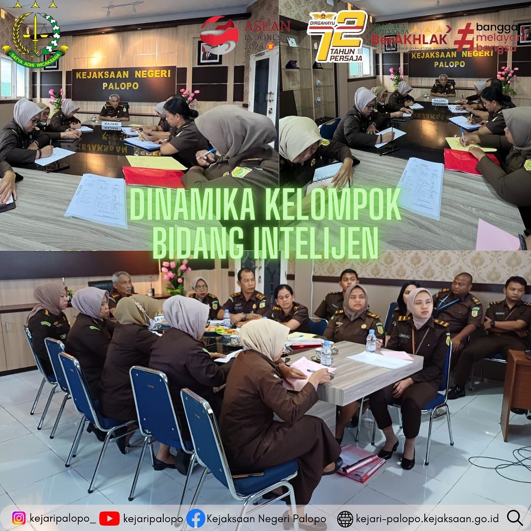 Selasa, 16 Mei 2023 telah dilaksanakan Dinamika Kelompok Bidang Intelijen bersama dengan seluruh Jaksa Fungsional Kejaksaan Negeri Palopo yang diberikan pengarahan oleh Kepala Kejaksaan Negeri Palopo🏻........#kejaksaanri #kejaksaanagungrepublikindonesia #kejaksaanagung #asnkejaksaanri #kejaripalopo #kejatisulsel #persatuanjaksaindonesia #persajareborn