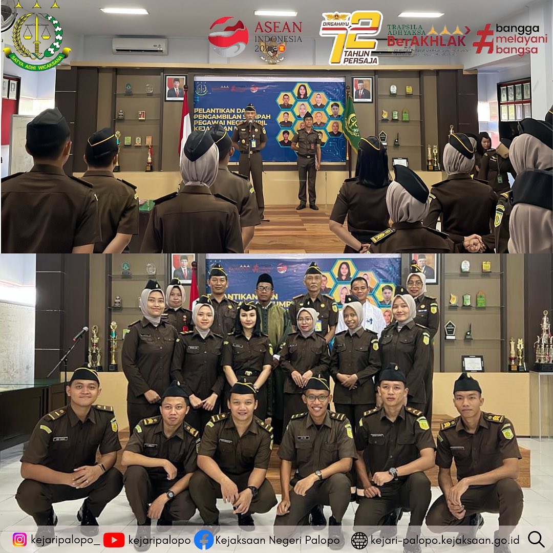 Senin 15 Mei 2023, telah dilaksanakan Pelantikan dan Pengambilan Sumpah Jabatan Pegawai Negeri Sipil Kejaksaan Negeri Palopo Tahun 2023 ........#kejaksaanri #kejaksaanagung #asnkejaksaan #persatuanjaksaindonesia #persajareborn #jaksaagung