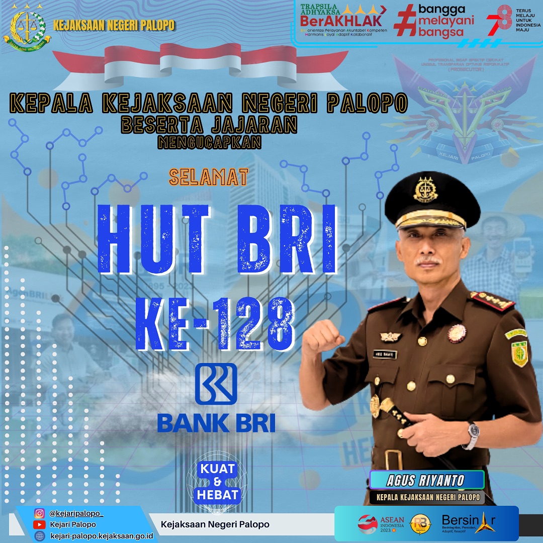 Sabtu, 16 Desember 2023Kepala Kejaksaan Negeri Palopo beserta jajaran mengucapkan Selamat Hari Ulang Tahun BRI yang ke-128, Semoga Berjaya Selalu🫶🏻#jaksaajaksaa #jaksaagung #jaksaprofesional #jaksaindonesia #jaksasahabatmasyarakat #kejaksaanagungrepublikindonesia #kejaksaanri #hutbri #bri #128bri