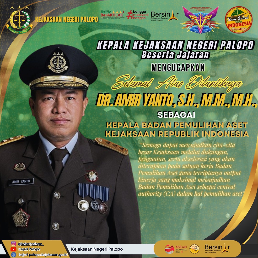 Selasa, 20 Februari 2024 Kepala Kejaksaan Negeri Palopo beserta Jajaran mengucapkan Selamat Atas Dilantiknya Bapak DR. AMIR YANTO, S.H.,M.M.,M.H. sebagai Kepala Badan Pemulihan Aset Kejaksaan Republik Indonesiaš»