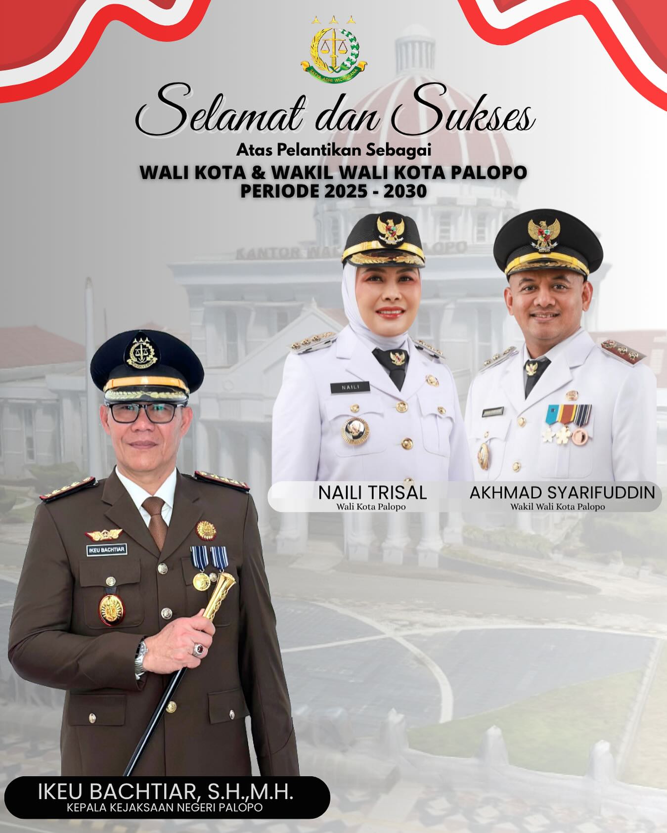 Selamat dan sukses atas pelantikan wali kota dan wakil wali kota palopo periode 2025 - 2030