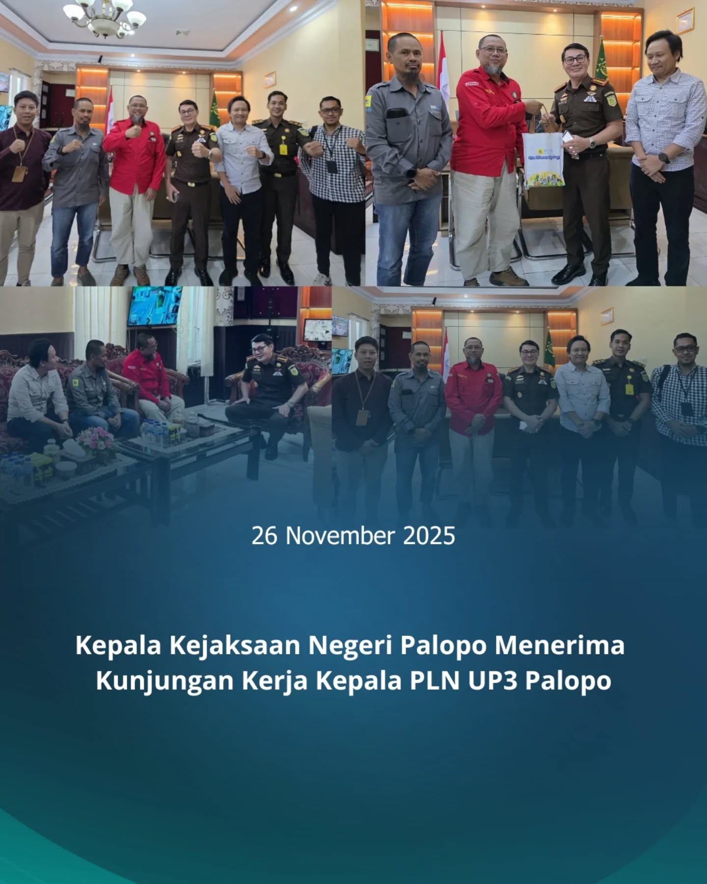 KEJARI PALOPO, Palopo— Kepala Kejaksaan Negeri Palopo, Sinyo Redy Benny Ratag, S.H., M.H. Rabu (26/11/2025) Menerima kunjungan kerja dari Kepala PLN UP3 Palopo, dengan maksud memperkuat sinergi antar instansi sebagai agar terciptanya hubungan baik satu sama lain.