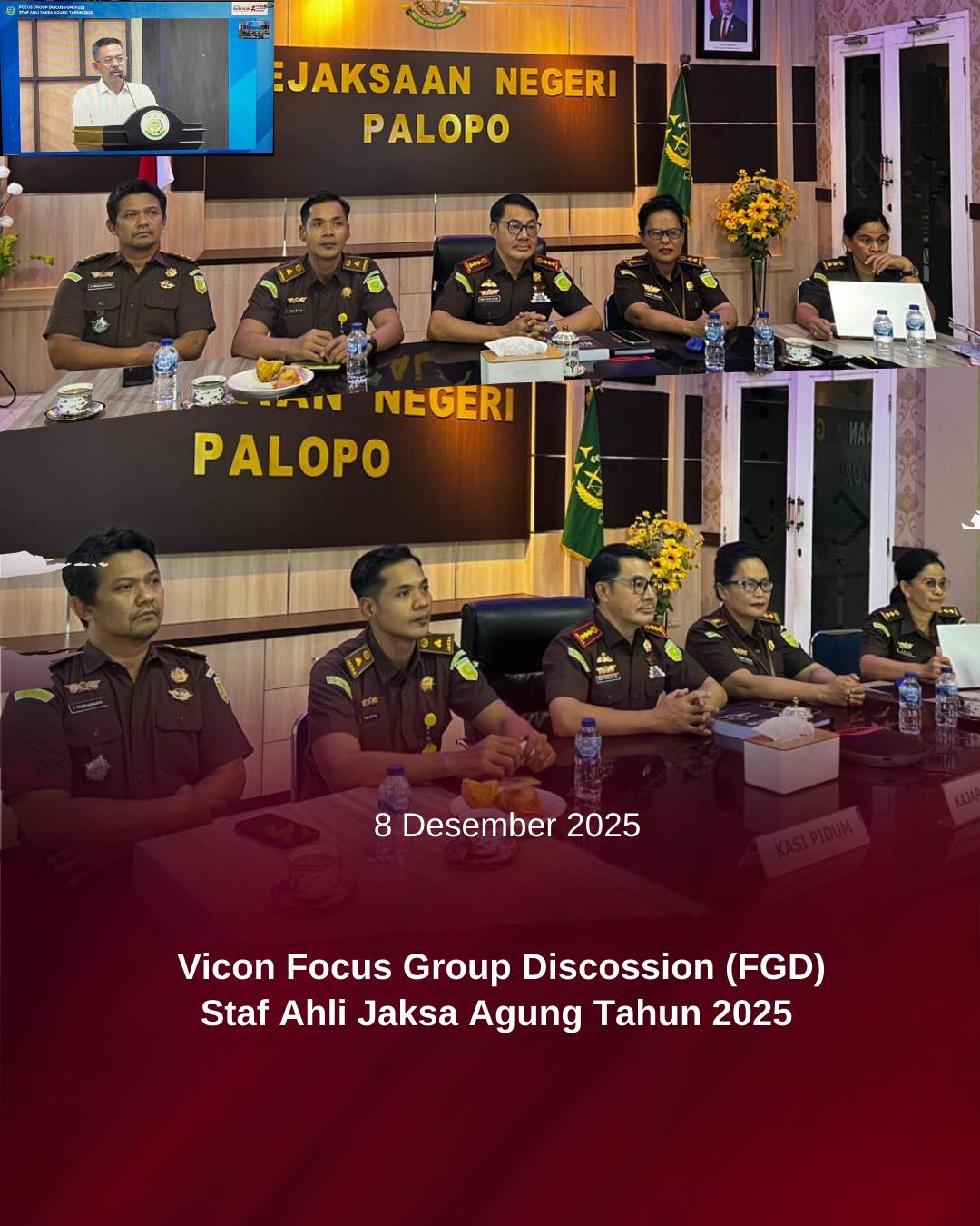 KEJARI PALOPO, Palopo— Senin (08/12/2025) Vicon Focus Group Discossion (FGD)Staf Ahli Jaksa Agung Tahun 2025 "Menyongsong Pelaksanaan KUHP dan KUHAP Tahun 2025"