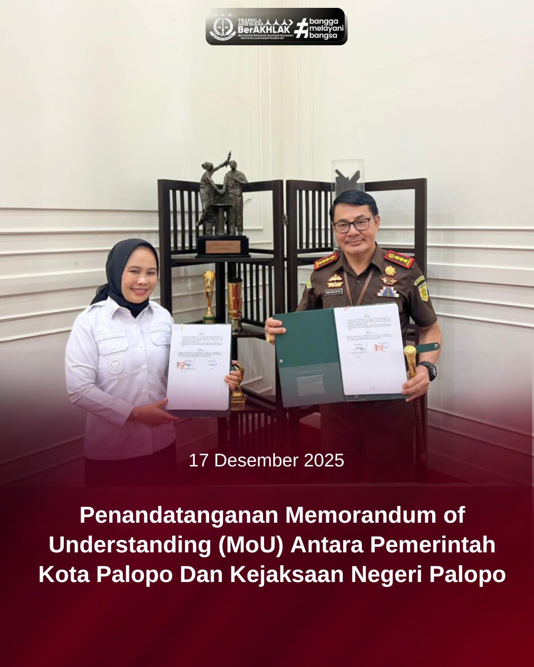 Penandatanganan Memorandum of Understanding (MoU) Antara Pemerintah Kota Palopo Dan Kejaksaan Negeri Palopo Tentang Penyelesaian Masalah Hukum Bidang Perdata dan Tata Usaha Negara Serta Penandatanganan Perjanjian Kerja Sama Tentang Sinergitas Penyelenggaraan Mal Pelayanan Publik Kota palopo
