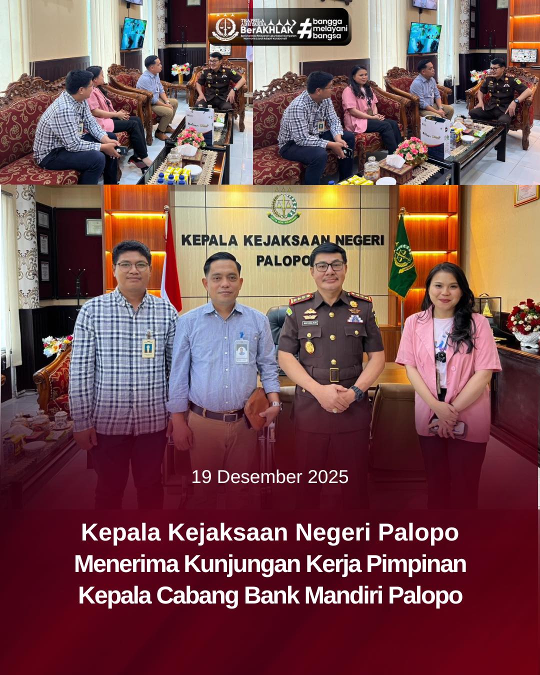 KEJARI PALOPO, Palopo— Kepala Kejaksaan Negeri Palopo, Sinyo Redy Benny Ratag, S.H., M.H. Jumat (19/12/2025) Menerima kunjungan Silaturahmi dari Pimpinan Cabang Mandiri Palopo.